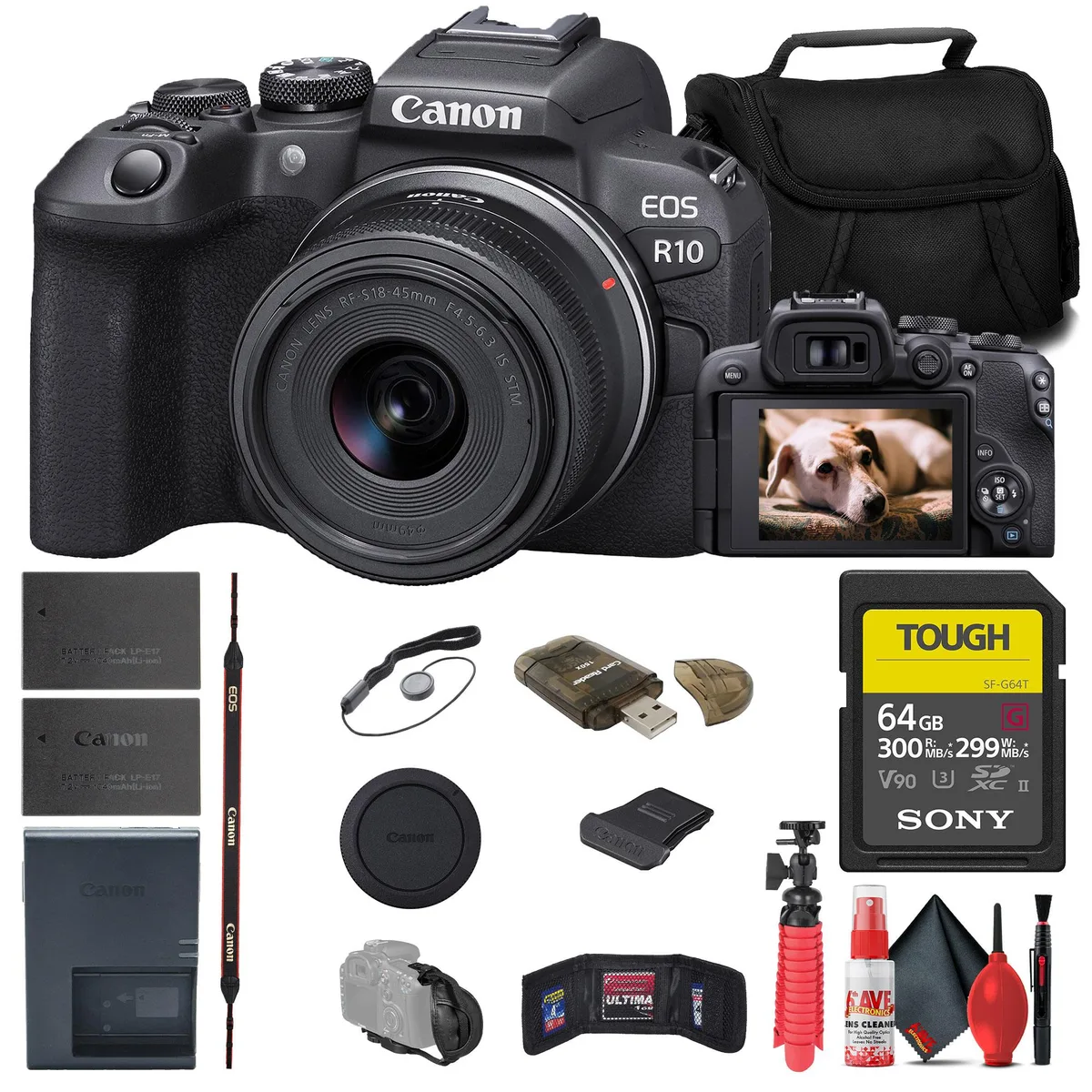 Canon Canon EOS R10 camera kit 18-45mm lens 64GB TOUGH card — product photo
