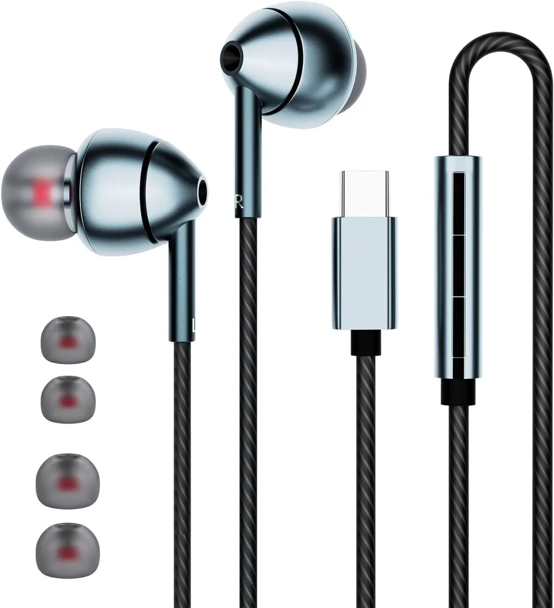 Hitoor Hitoor USB-C Wired Earbuds 1.2m Black 45° Fit — product photo