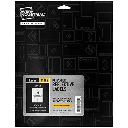 Avery Avery 61584 Reflective Labels 3.5" x 5" Silver 40 Pack — product photo