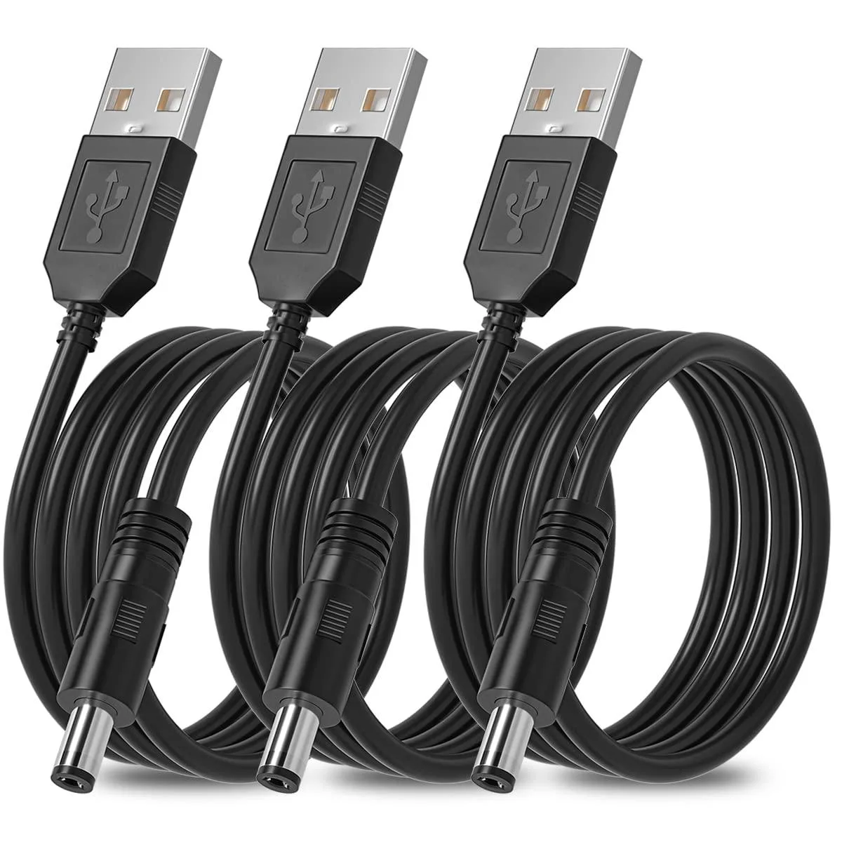  SIOCEN USB 2.0 Type A Male to DC 5.5 x 2.1mm Cable 4ft 3-Pack — product photo