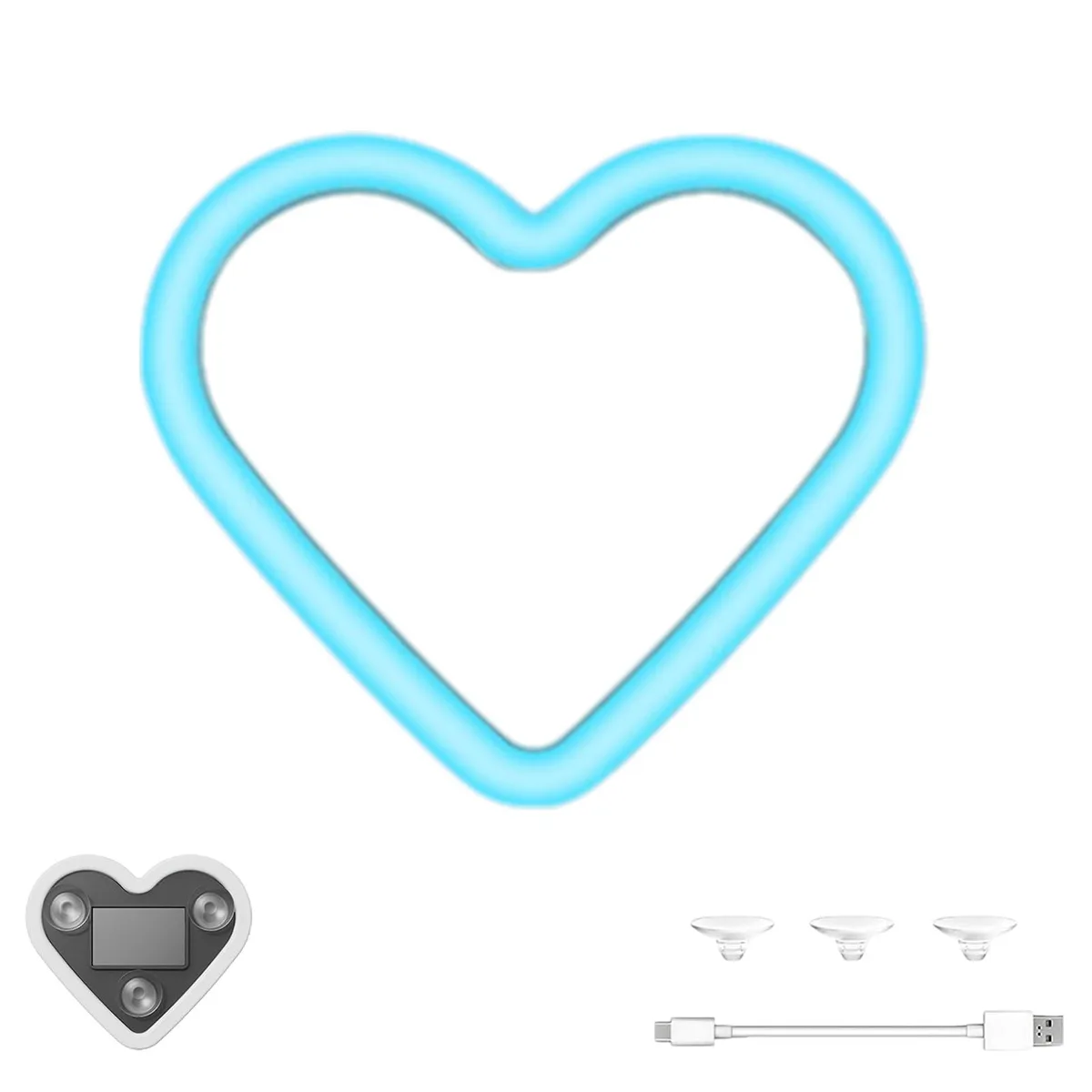  Heart-Shaped Car LED Ambient Light Ice Blue — product photo