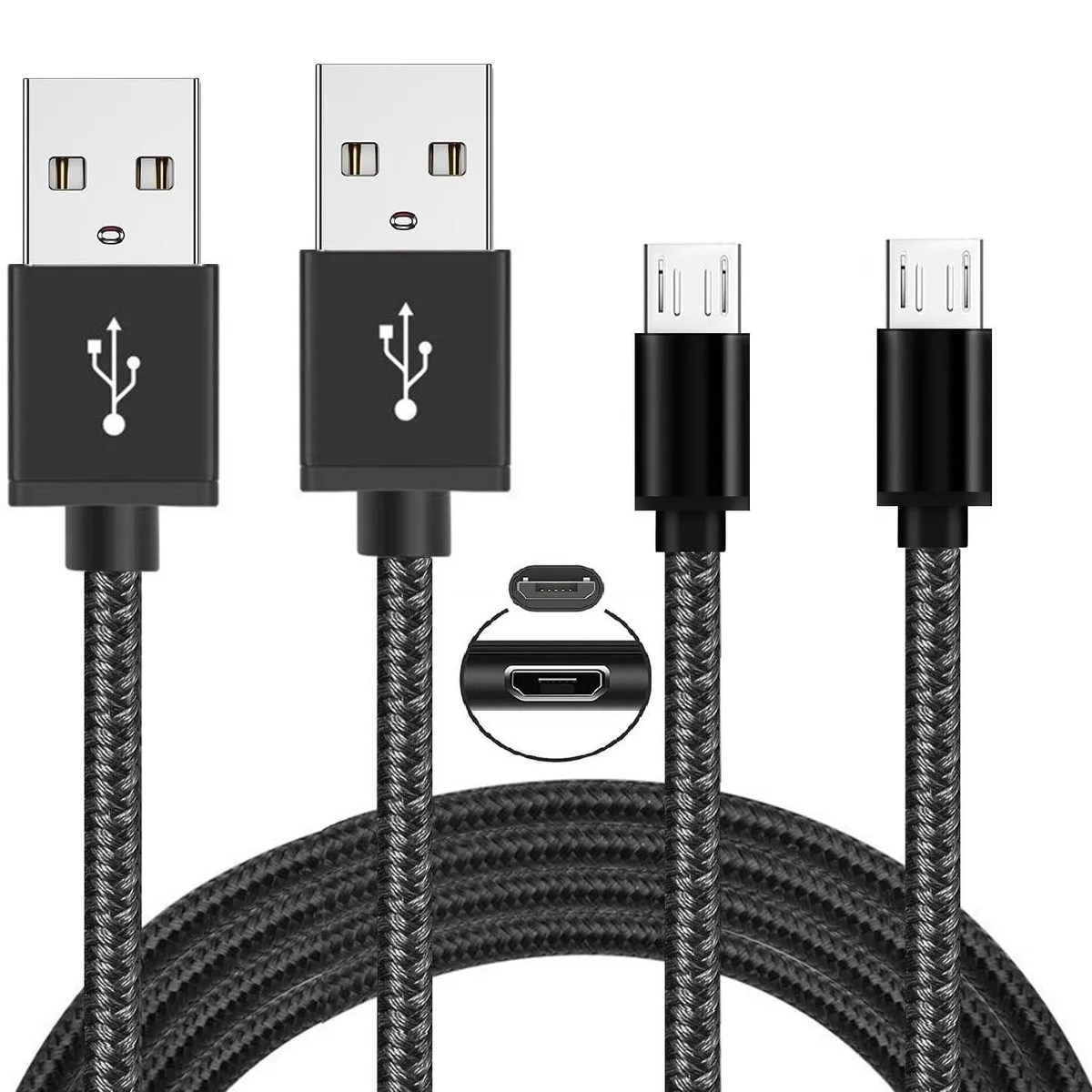  FWCLO Micro USB Cable 2 Pack 6.6FT Braided Black — product photo