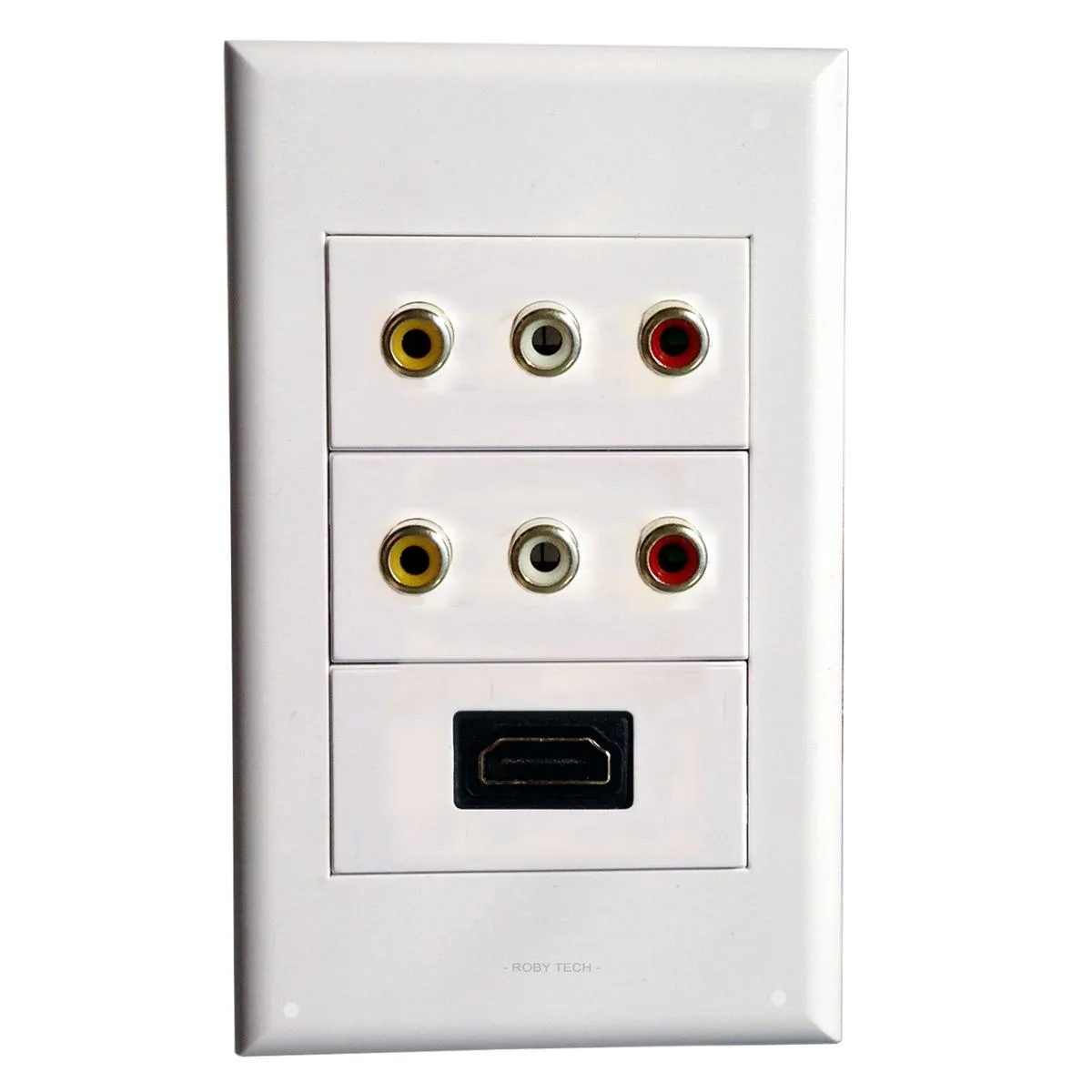 Roby Technology Co., Limited Roby Technology Co., Limited 3RCA + 3RCA + HDMI Wall Plate White — product photo