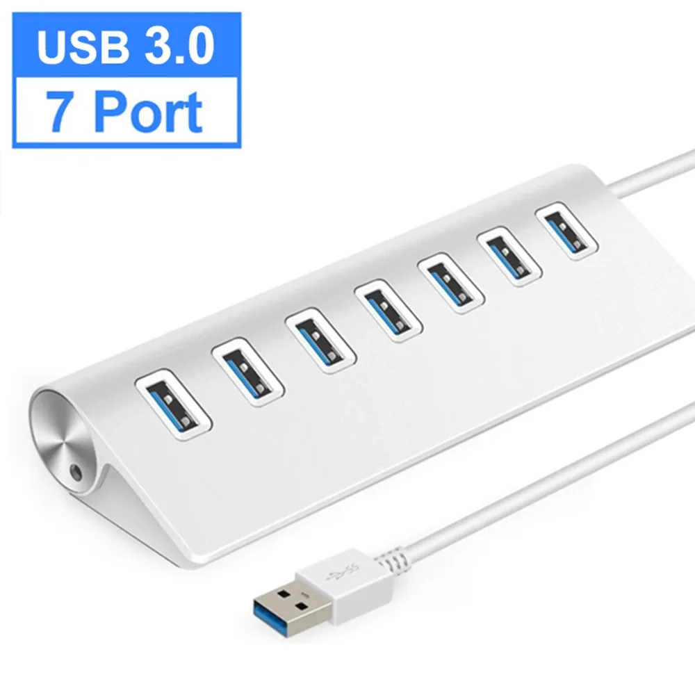 WMtec WMtec 7 Ports USB 3.0 Hub Card Reader Splitter USB 2.0 Aluminum Alloy Dock Station — product photo