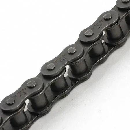 10ft steel roller chain single strand riveted transparent finish