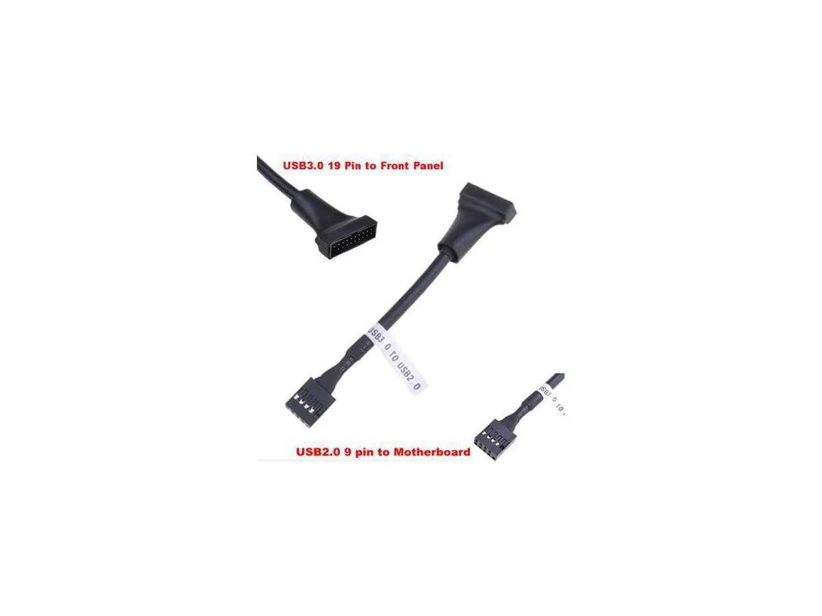 SXDOOL SXDOOL USB 3.0 19/20-pin male to USB 2.0 9/10-pin female internal power cable 12 cm — product photo