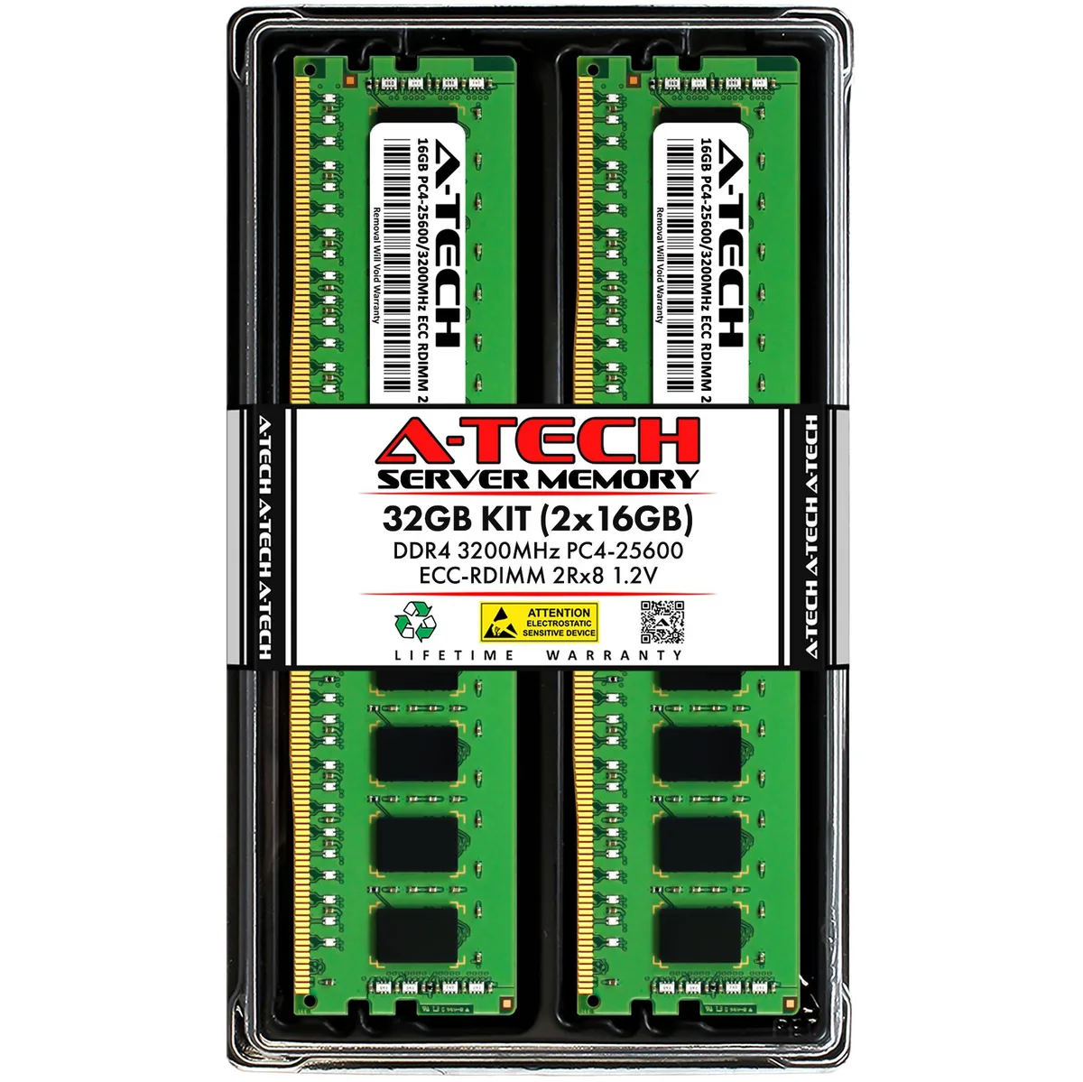 A-Tech A-Tech 32GB (2x16GB) DDR4 3200 ECC RDIMM 2Rx8 CL22 1.2V Server RAM — product photo