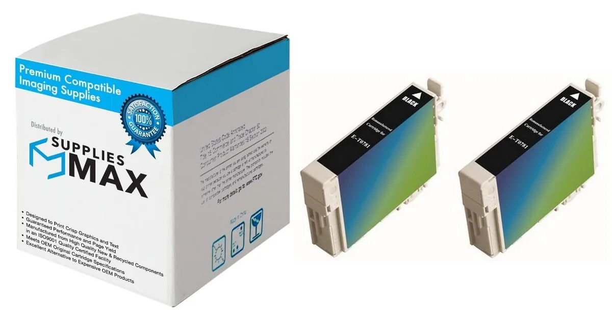 SuppliesMax SuppliesMax Remanufactured Inkjet Cartridge 2-Pack Black T078120-D2 — product photo