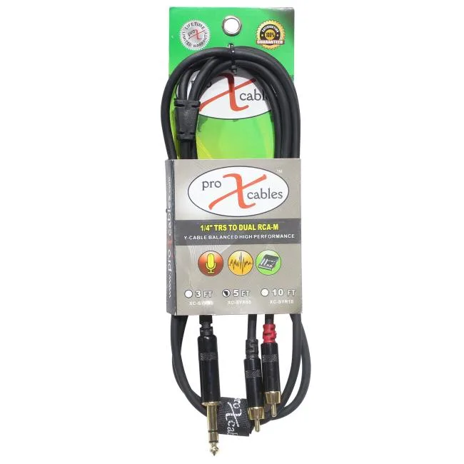 ProX ProX XC-SYR05 5 ft 1/4 TRS-M to Dual RCA-M Cable — product photo
