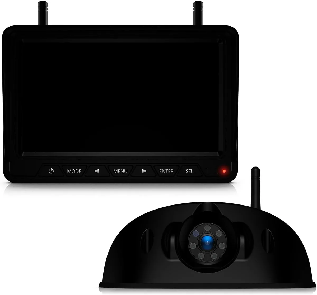 7 inch IPS monitor with touch buttons and wireless backup camera with dual antennas