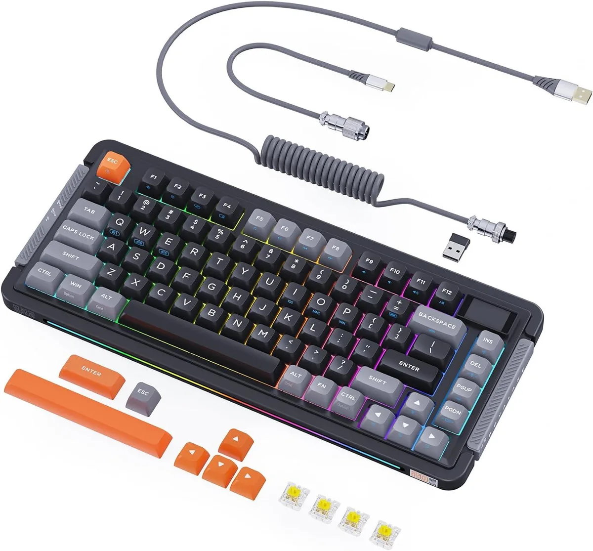 BFKK BFKK 81-Key Wireless Mechanical Gaming Keyboard Gateron Yellow Pro Charcoal Gray — product photo