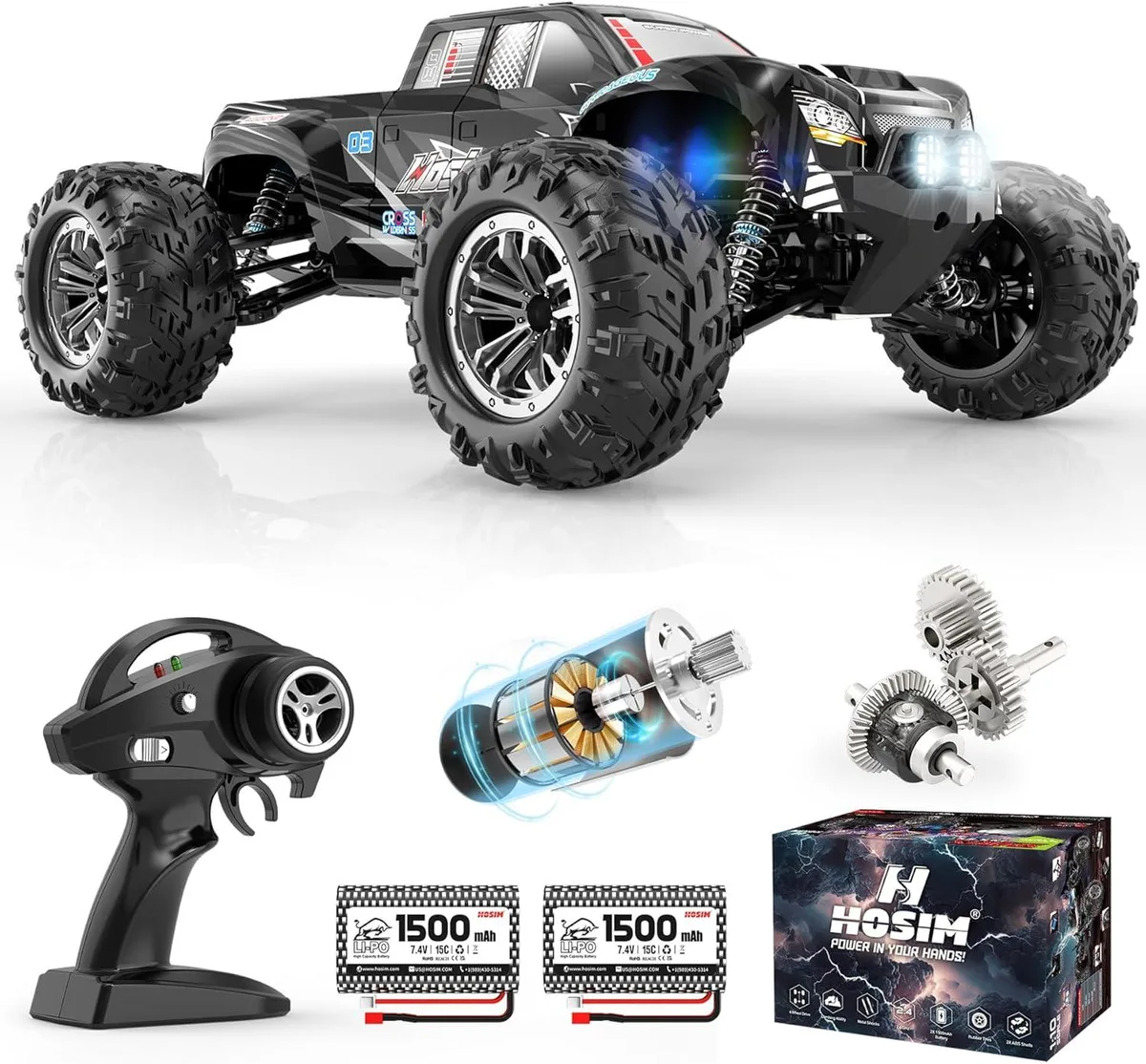 usbroway usbroway 1:10 Scale 48+ km/h 4x4 RC Truck with LED Lights — product photo