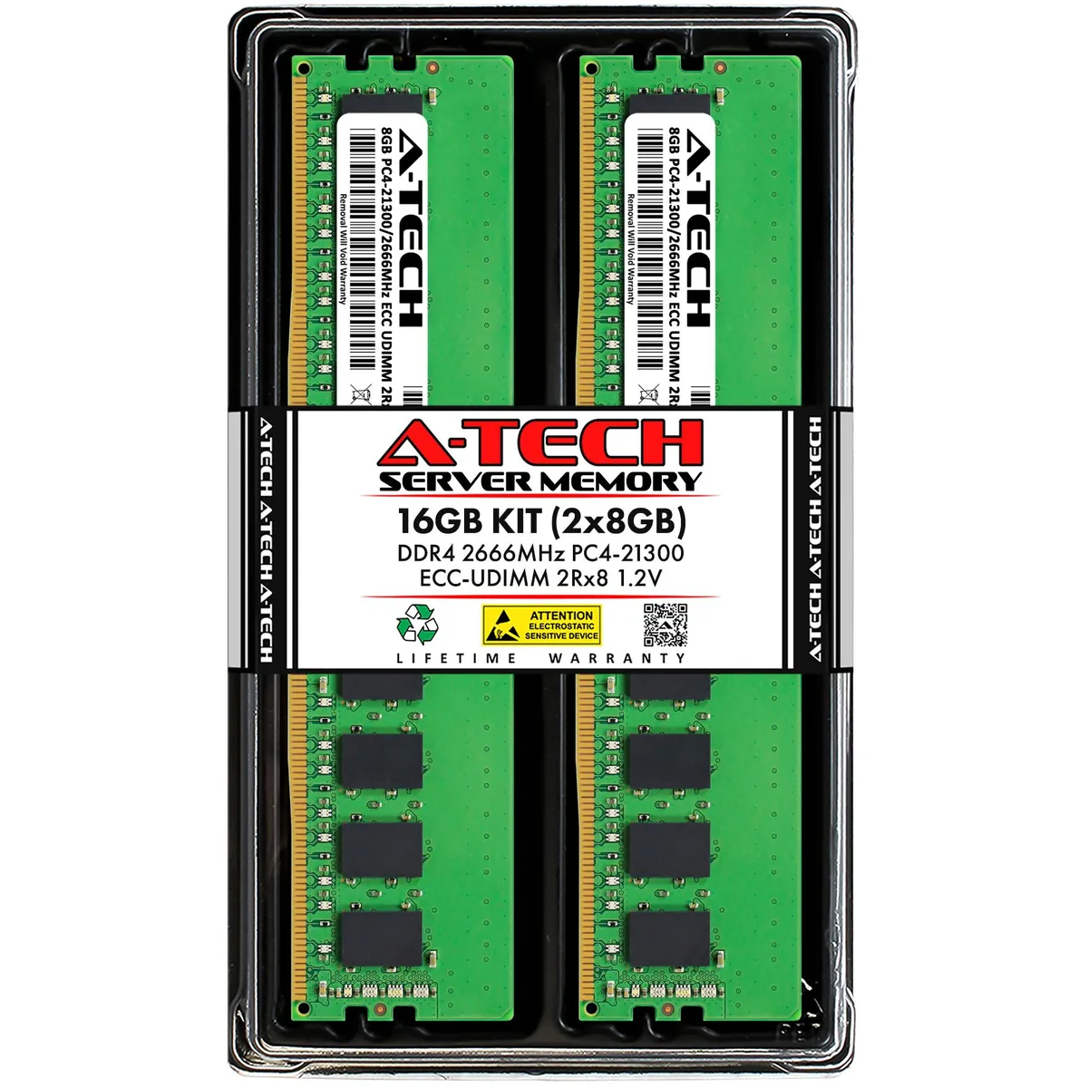 A-Tech A-Tech 16GB 2Rx8 DDR4 2666 ECC UDIMM 1.2V 288-Pin Kit — product photo
