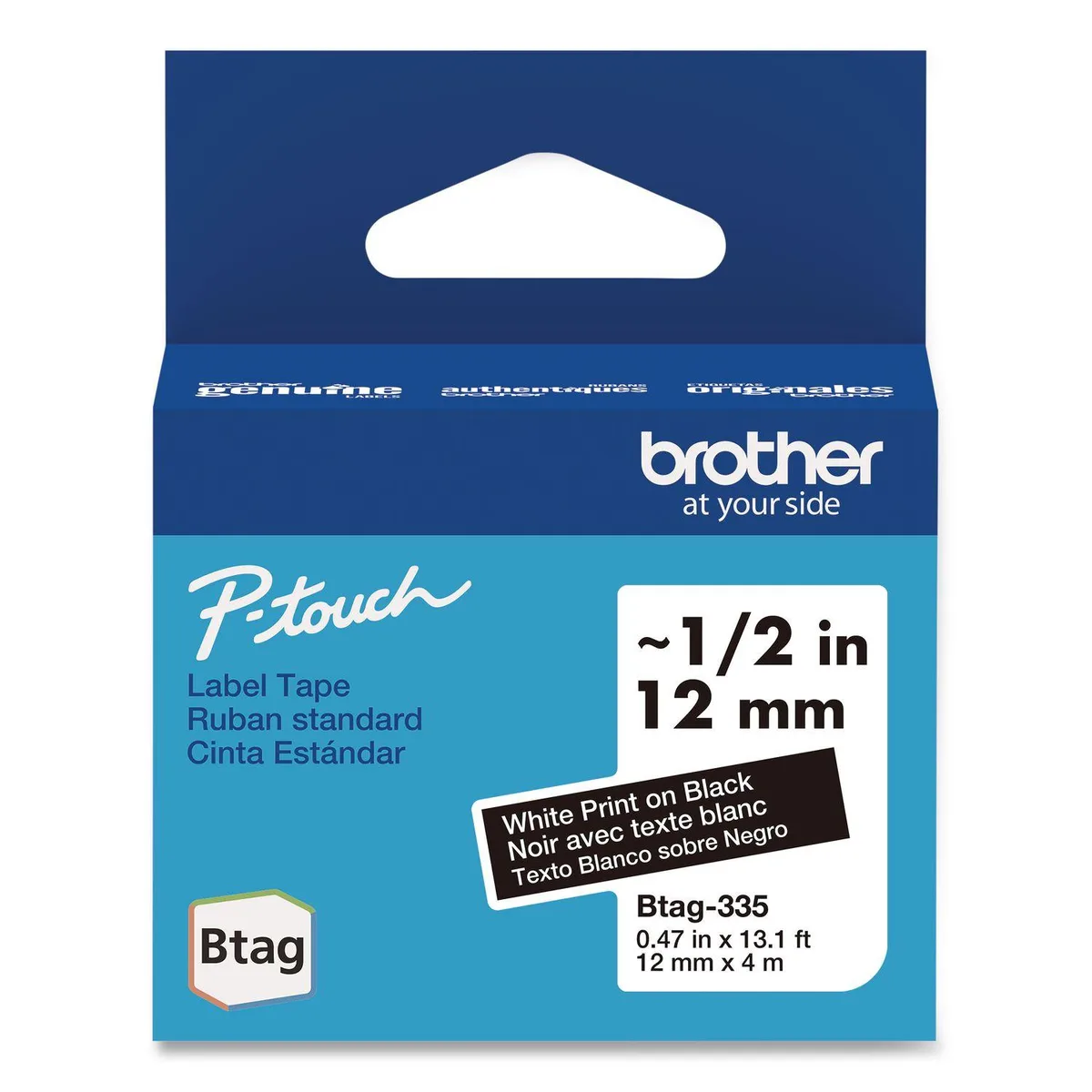 Brother Brother BTAG335 Label Tape 12 mm x 4 m White on Black — product photo