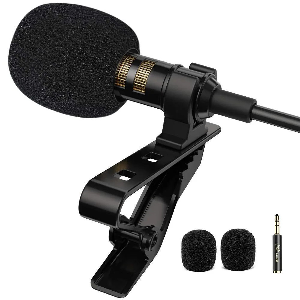  PoP voice Lavalier Clip-on Omnidirectional Condenser Microphone 3.5 mm Jack 79" Black — product photo