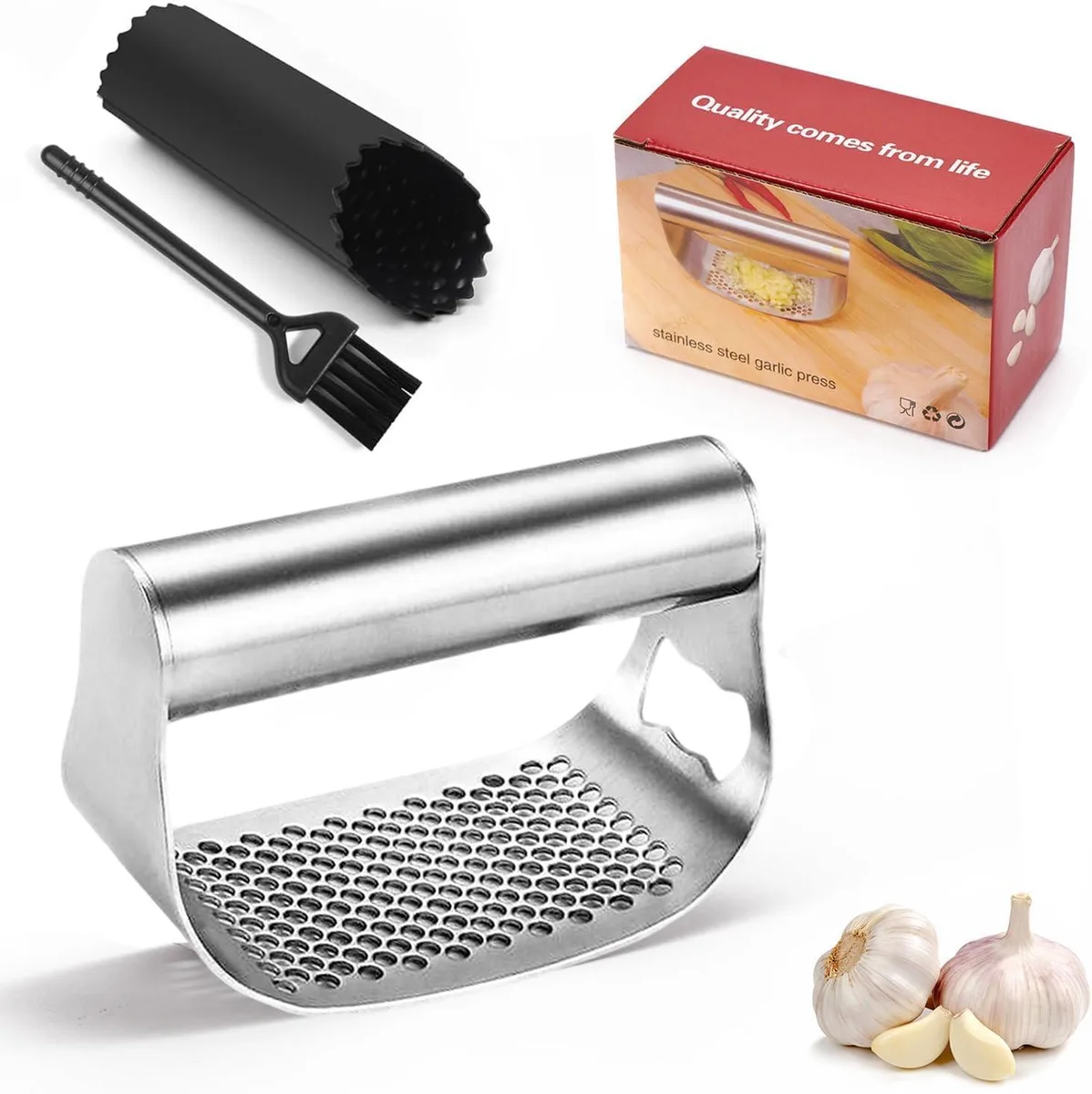  Meterk Garlic Press Rocker Stainless Steel Silver — product photo
