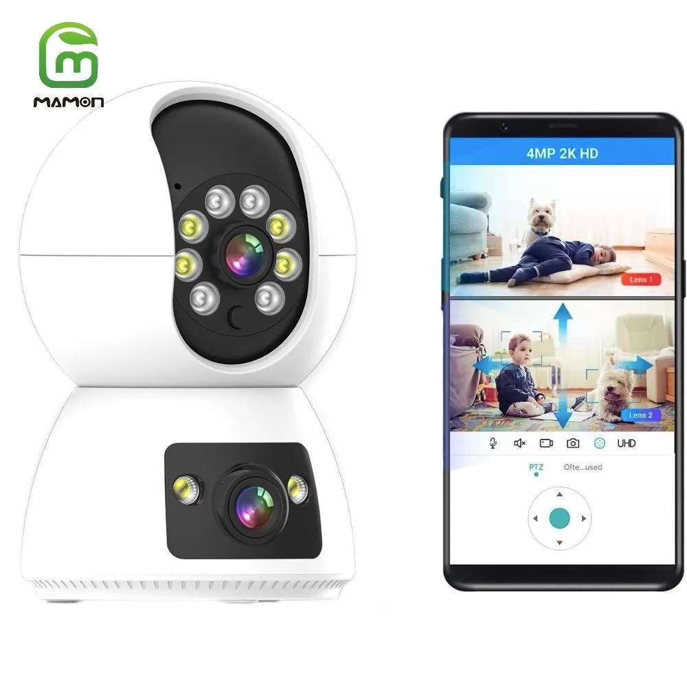 MAMONCARE MAMONCARE Dual-Lens 4MP 2K PTZ Network Camera 2 Pack — product photo