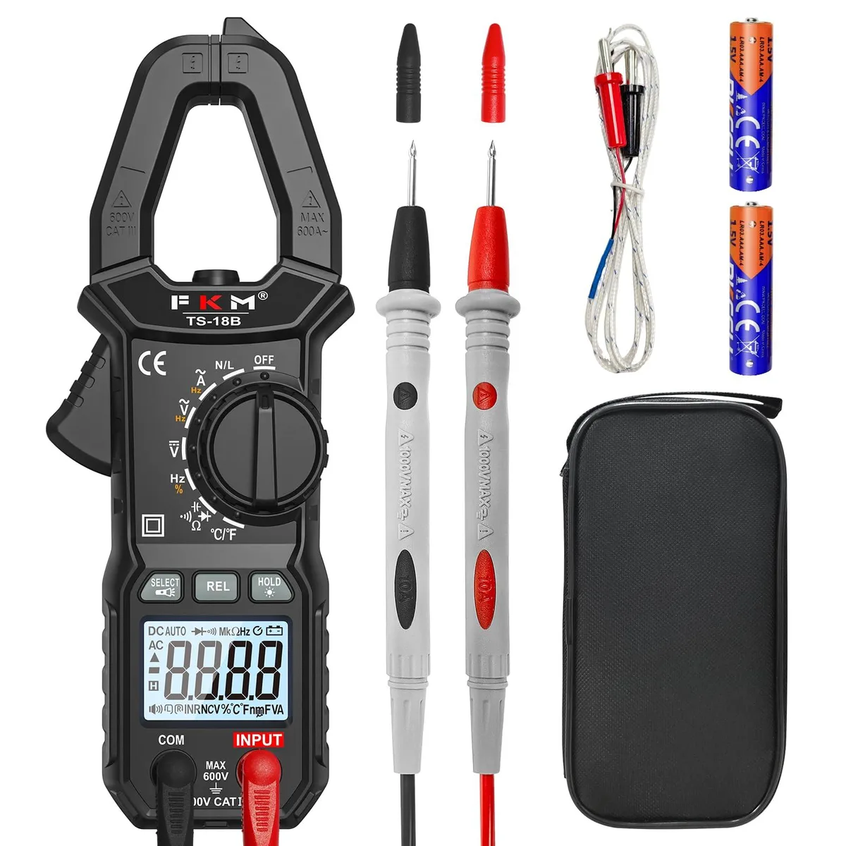  FKM TS-18B TRMS 6000 Counts 600A Clamp Meter — product photo