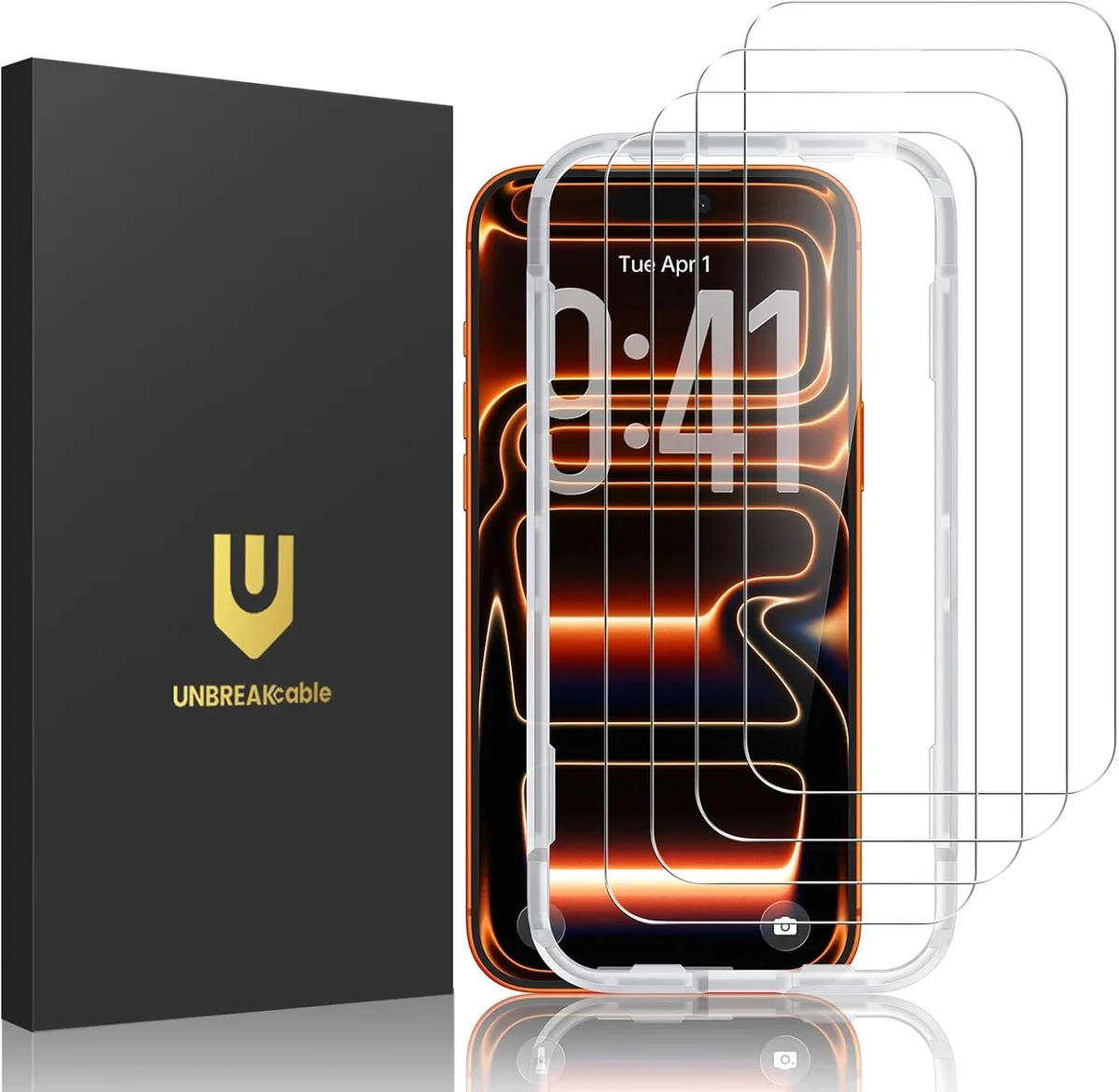 Four rectangular tempered-glass protectors with alignment frame