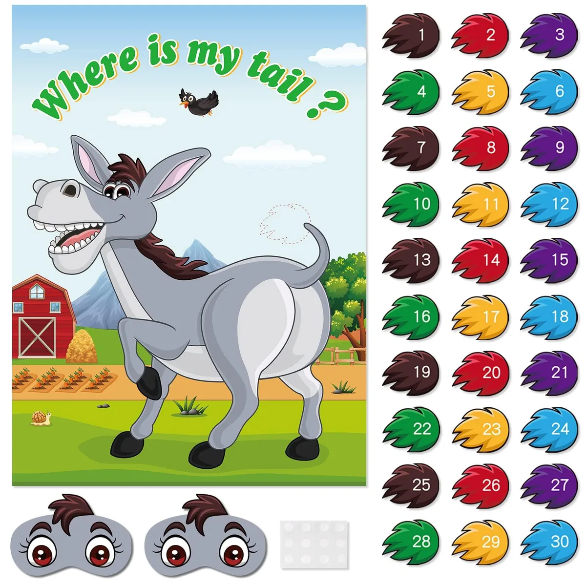  Pin The Tail on The Donkey Game 30 Stickers 21x29in — product photo