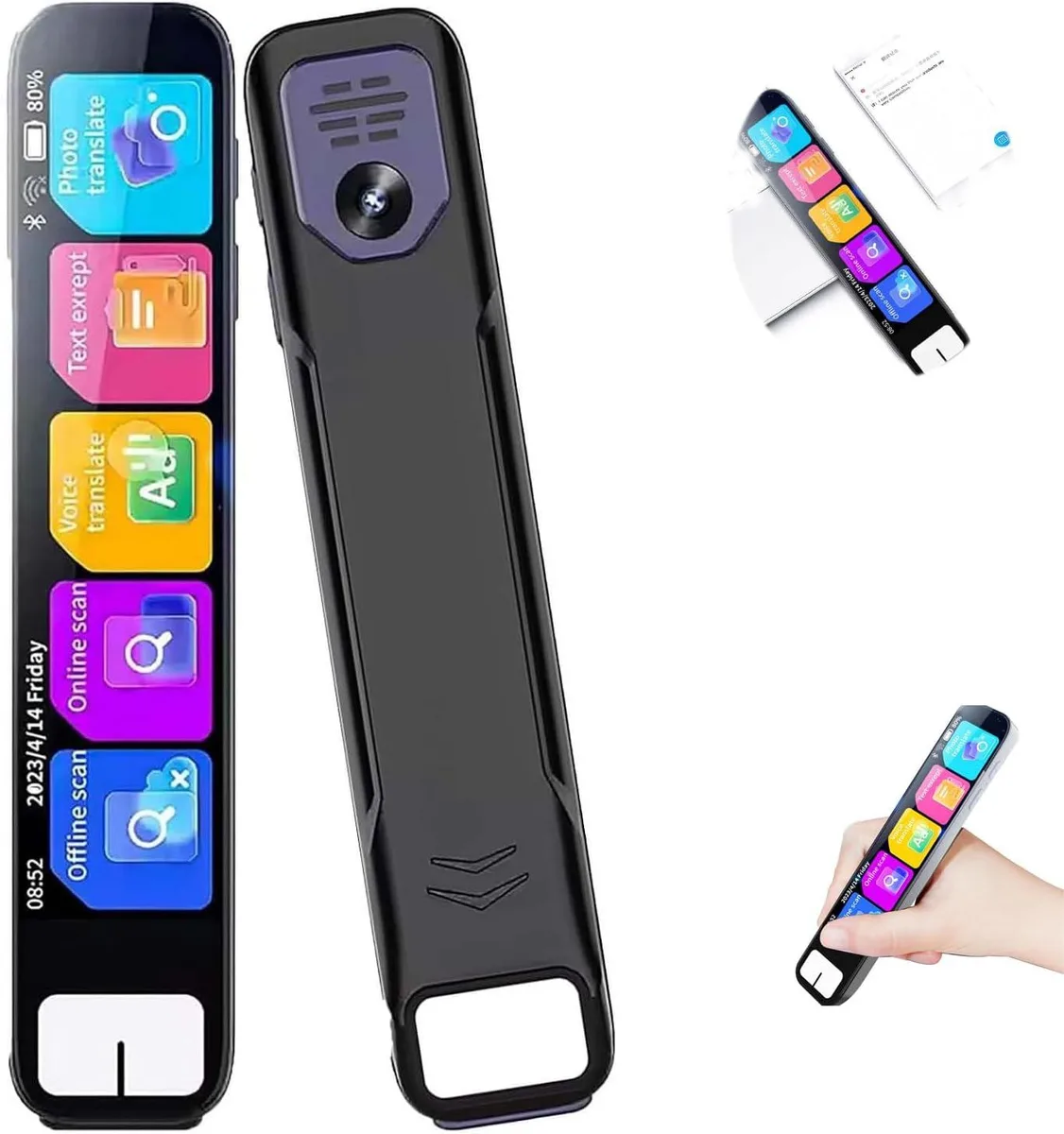 Gray smart pen with HD touchscreen and scanning tip