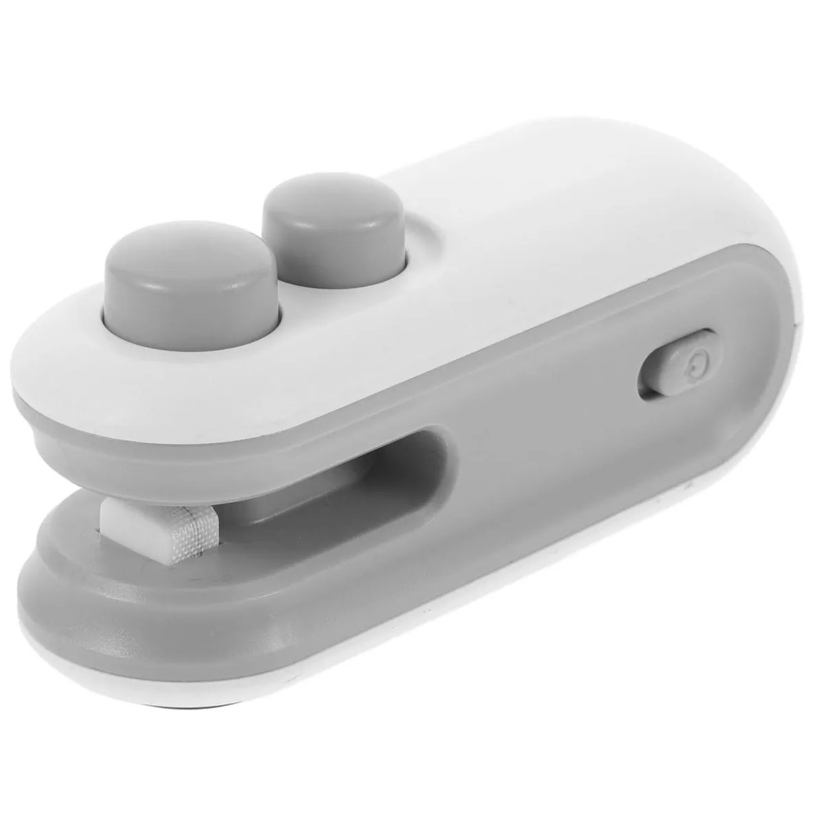 White handheld bag sealer, compact rectangular shape, smooth ABS finish