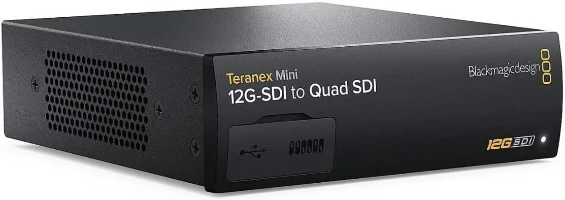 Compact metal box with multiple SDI ports on the rear