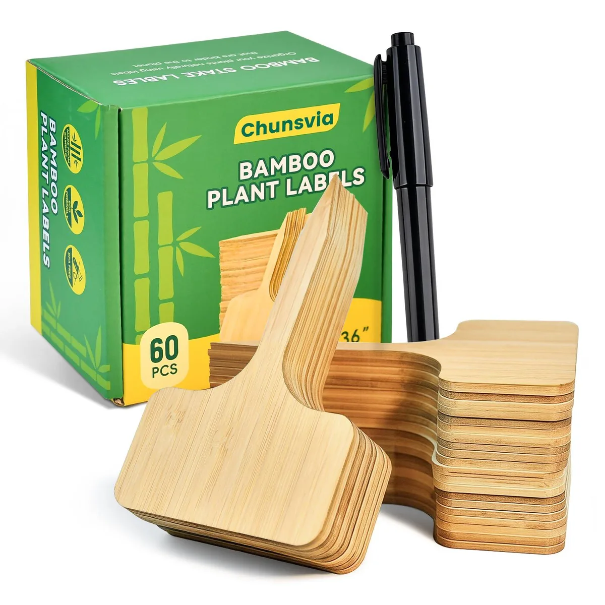  Chunsvia MDY-BPL-60 60-Pack Bamboo Plant Labels 2.36 in — product photo
