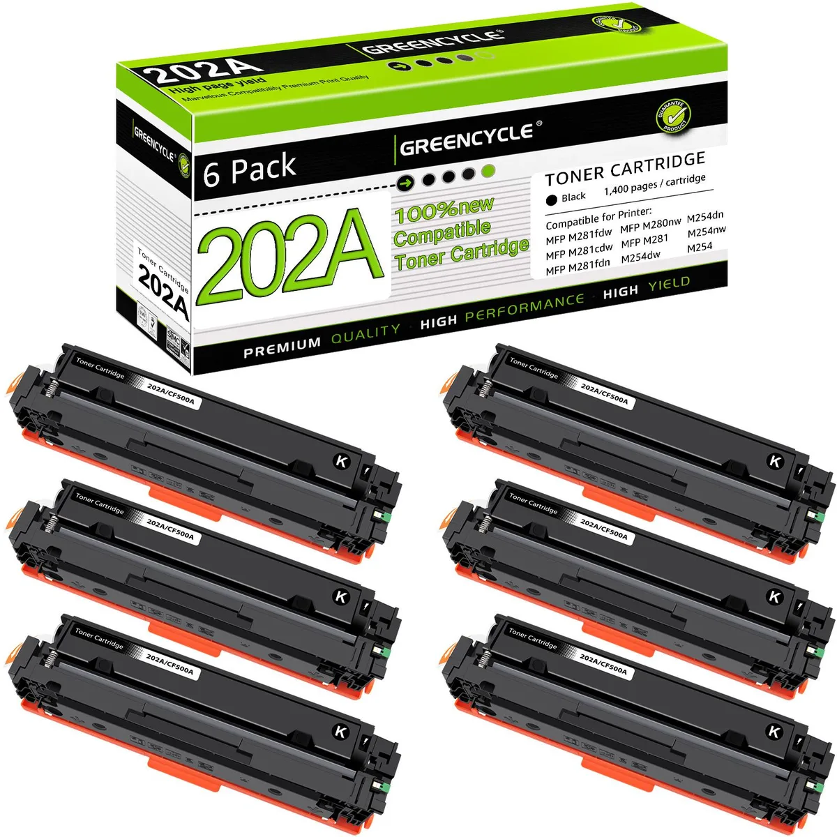 GREENCYCLE GREENCYCLE 202A Black Toner Cartridge 6-Pack — product photo