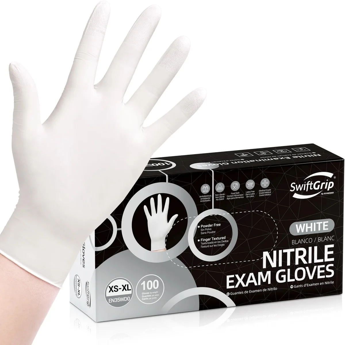  SwiftGrip EN35WD1 Small Nitrile Gloves 3-mil Box of 100 — product photo