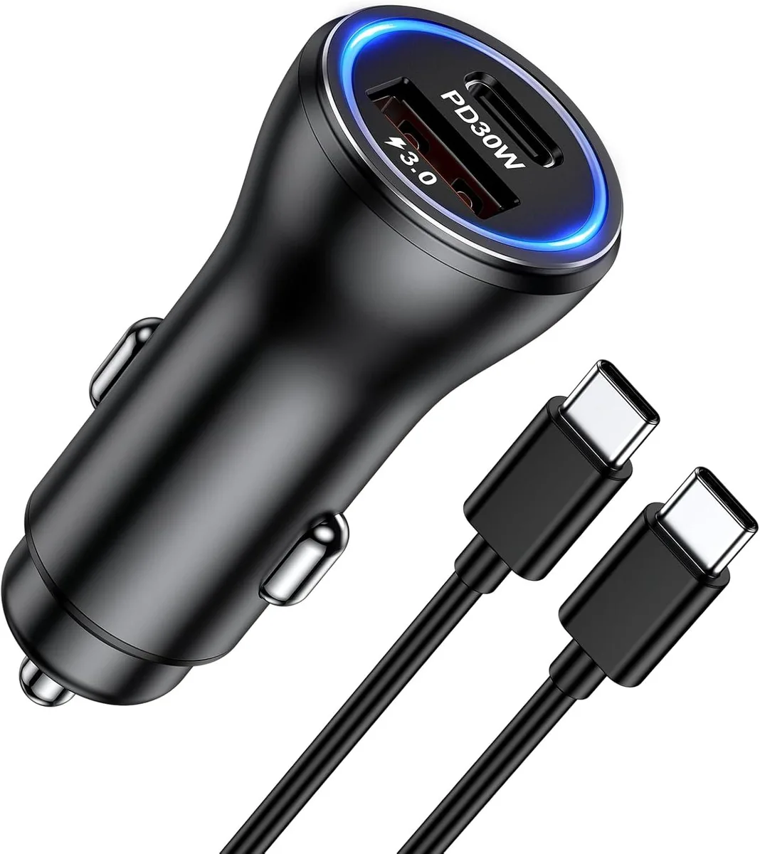 Hamzan Hamzan Car Charger Dual Port 48W Max 30W USB-C — product photo