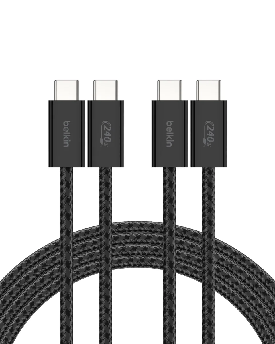  Belkin BBD009fq2MBK2PK 2-pack 2 m 240 W USB-C to USB-C phone cable black — product photo