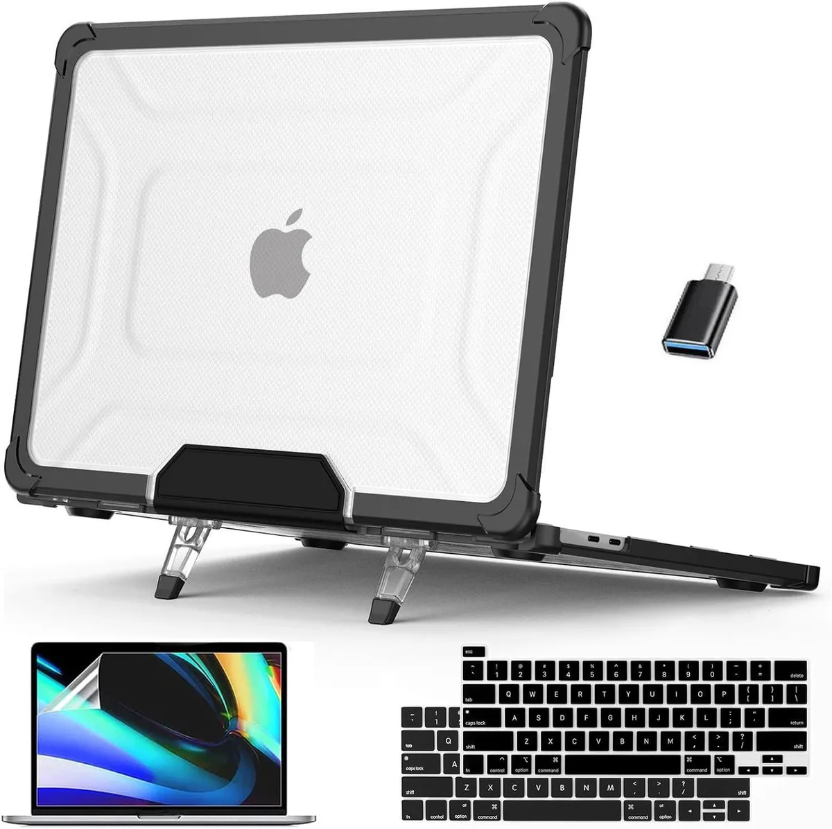 BONAEVER BONAEVER 13-inch MacBook Pro 2016-2023 Hard Case Black with Kickstand — product photo