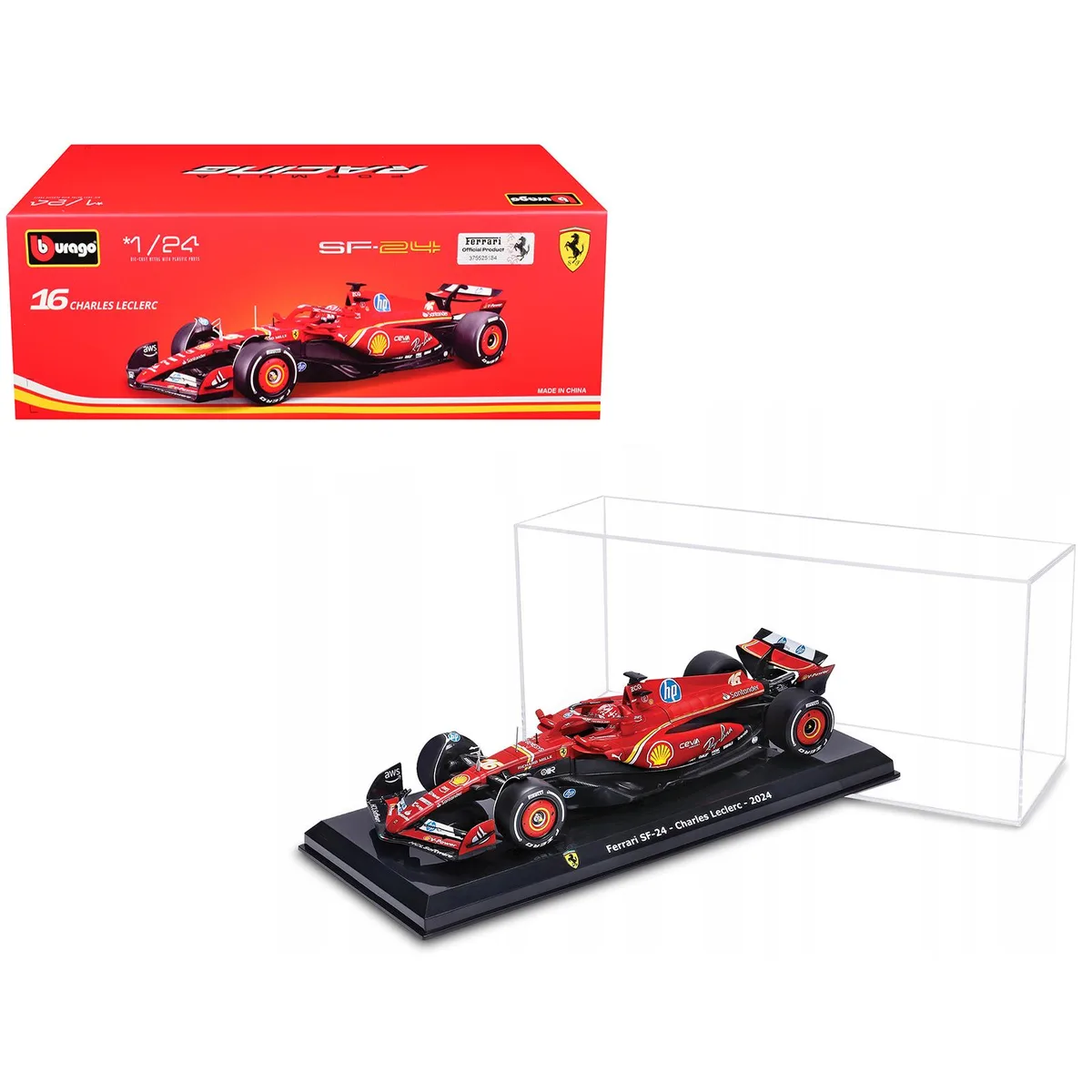 BBURAGO BBURAGO Ferrari SF-24 #16 Charles Leclerc 2024 Formula Racing 1/24 Diecast Hobby Collectible — product photo
