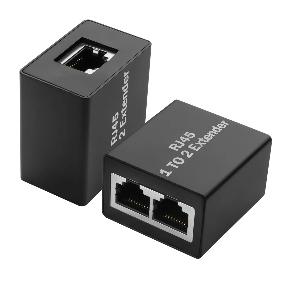 Vszerda Vszerda 2 Pcs RJ45 1-to-2 Ethernet Splitter Adapter Black Aluminium Alloy network connector — product photo