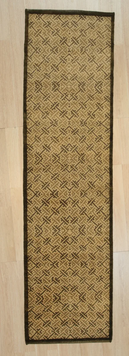 Hand-knotted black wool Ningxia rug with subtle tonal shading on cotton foundation