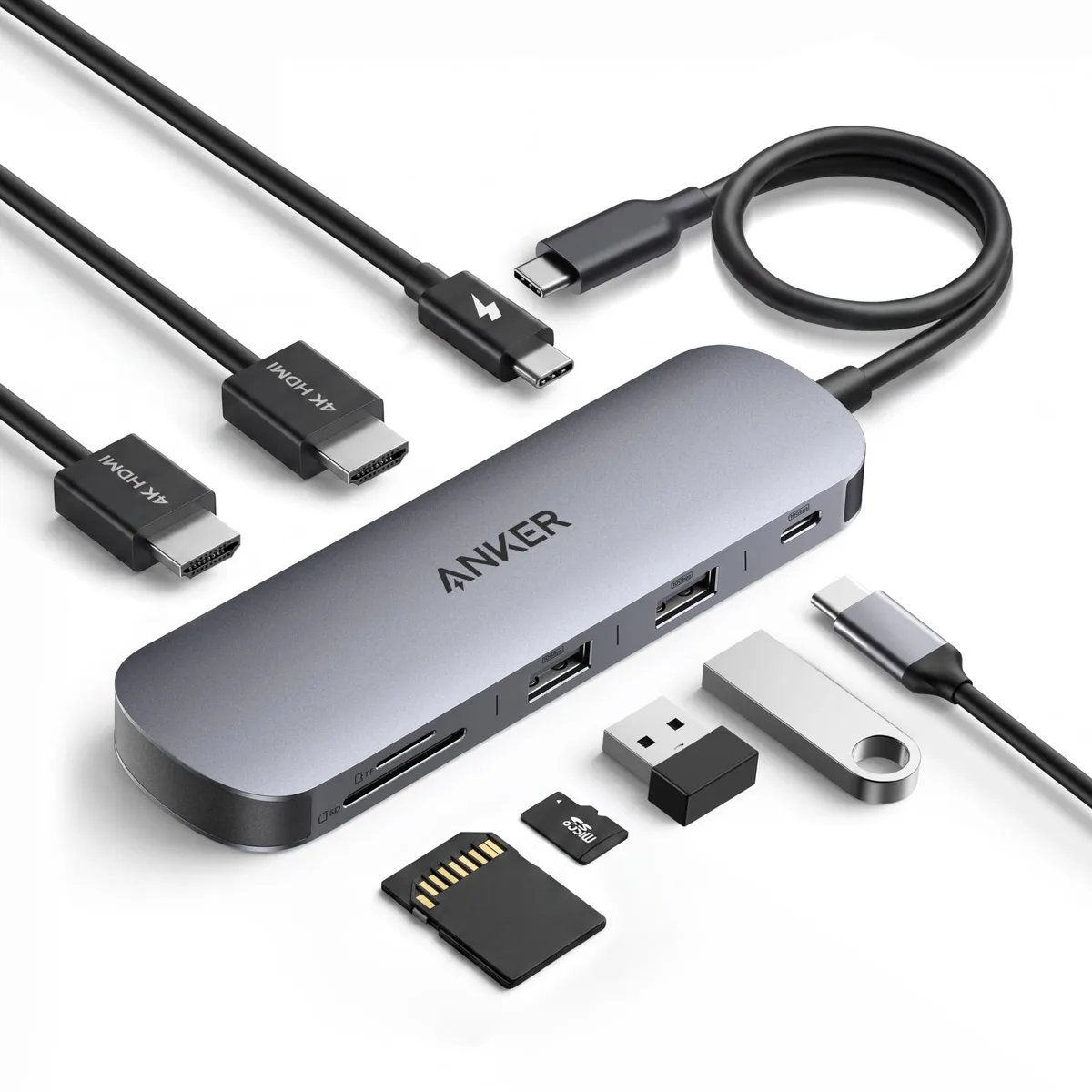 No Sew No Sew Anker A210B Nano 8-in-1 Docking Station Dual 4K@60Hz 10Gbps USB-C 85W PD Black — product photo