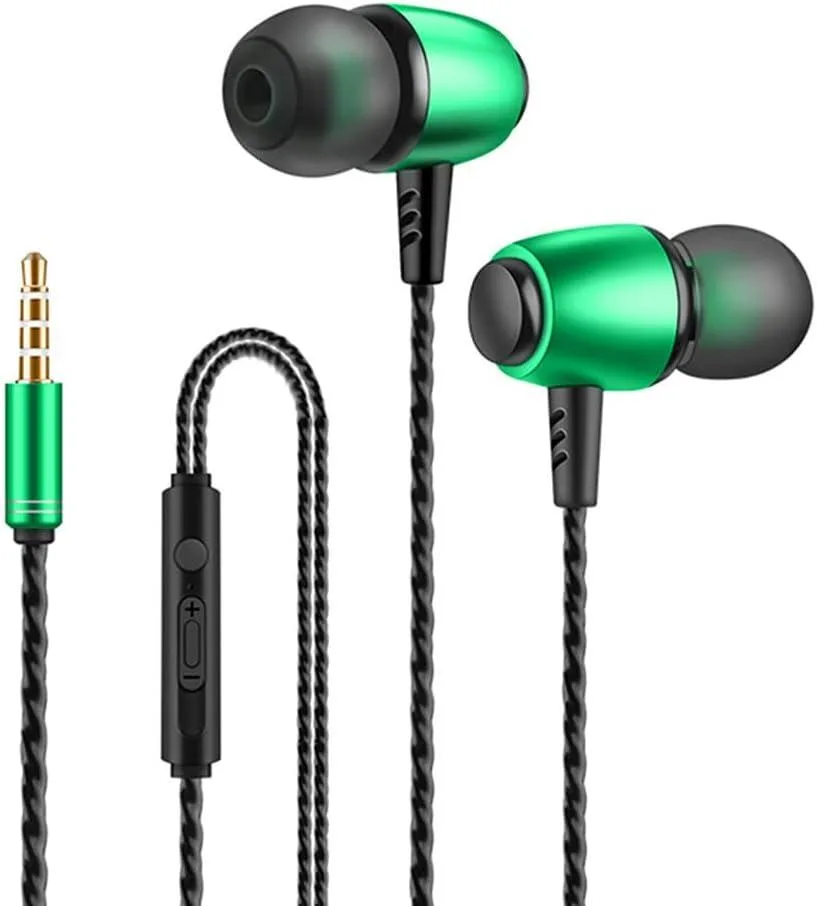 JacobsParts Inc. JacobsParts Inc. EARBUD-A-GRN Green In-Ear Headphones with Mic &amp; Volume 3.5mm — product photo