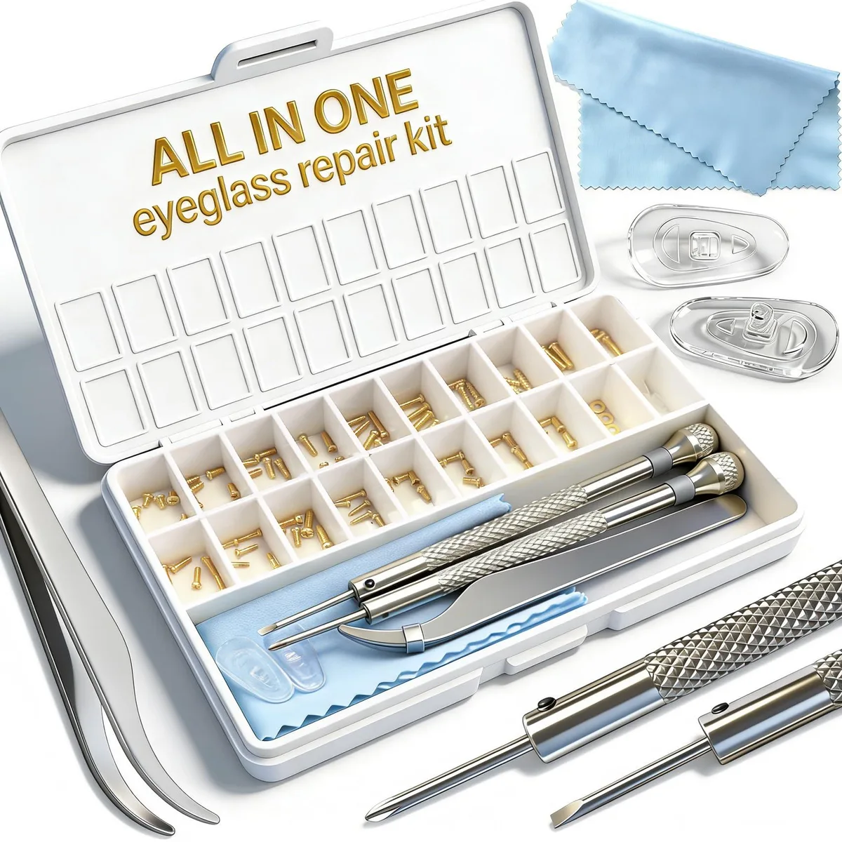  PFDHQS Jinse-YJXL Gold Eyeglass Repair Kit 18 Sizes 1.4mm Tools — product photo