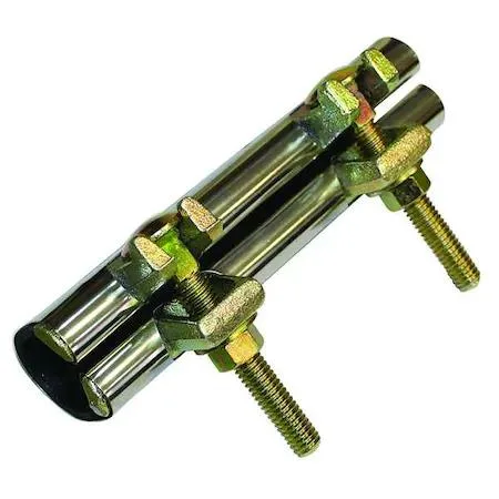 Stainless steel repair clamp with two bolts, partial nitrile gasket
