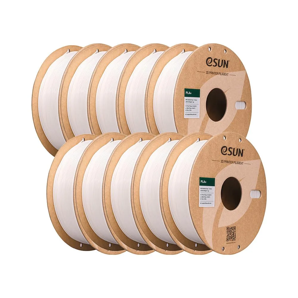 eSUN eSUN PLA+ Filament 1.75 mm White 10 kg (10 × 1 kg) — product photo