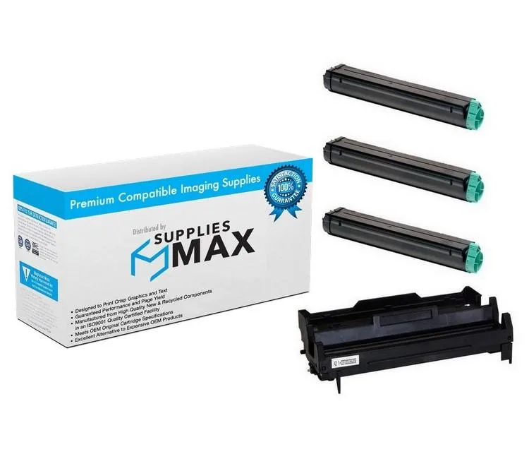 SuppliesMax SuppliesMax Compatible Drum/Toner Combo Pack for Okidata B4400/B4550/B4600 Series (1 Drum/3 Toners) — product photo