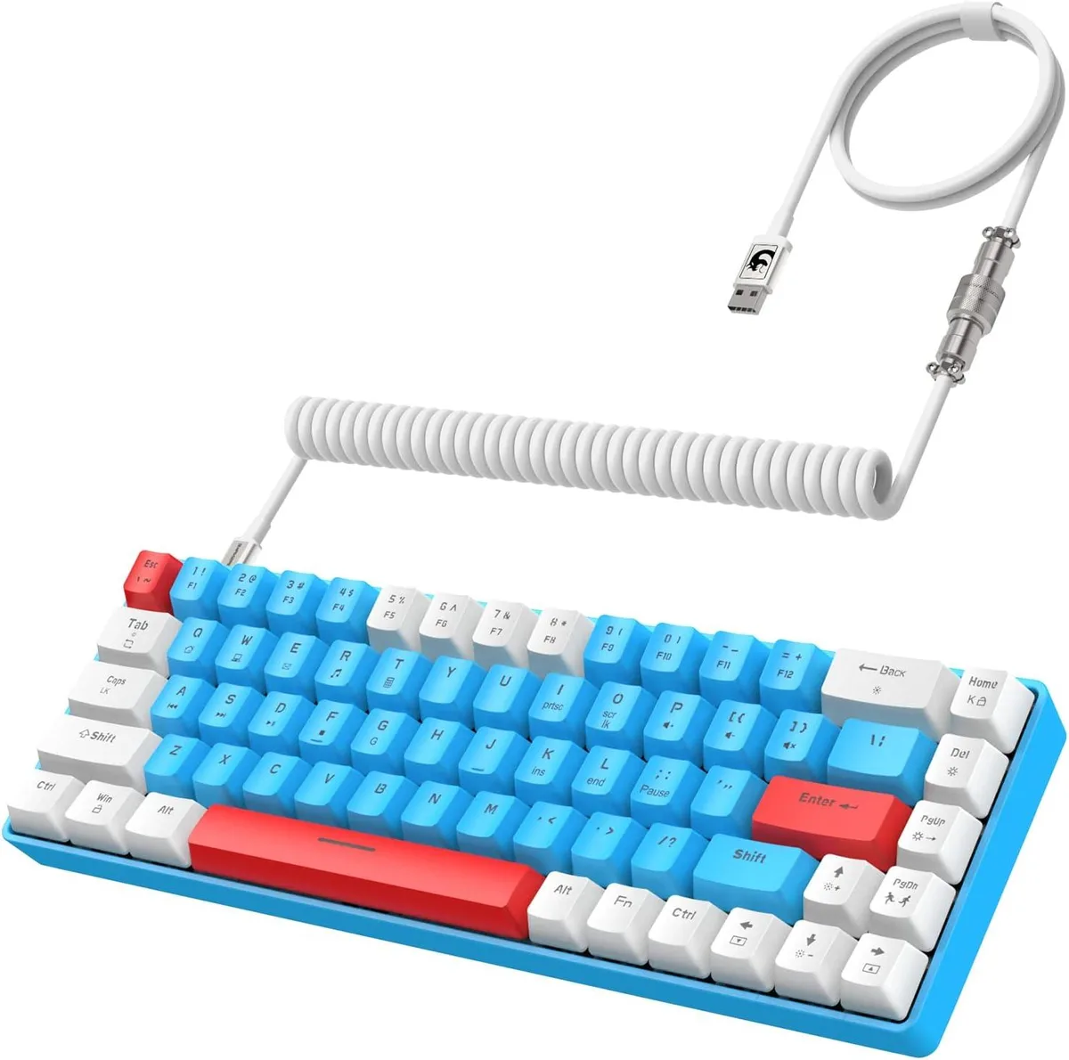 TUKO TUKO T8 68-Key 60% Wired Mechanical Gaming Keyboard Blue Switches 18 RGB Effects Coiled USB-C Cable — product photo
