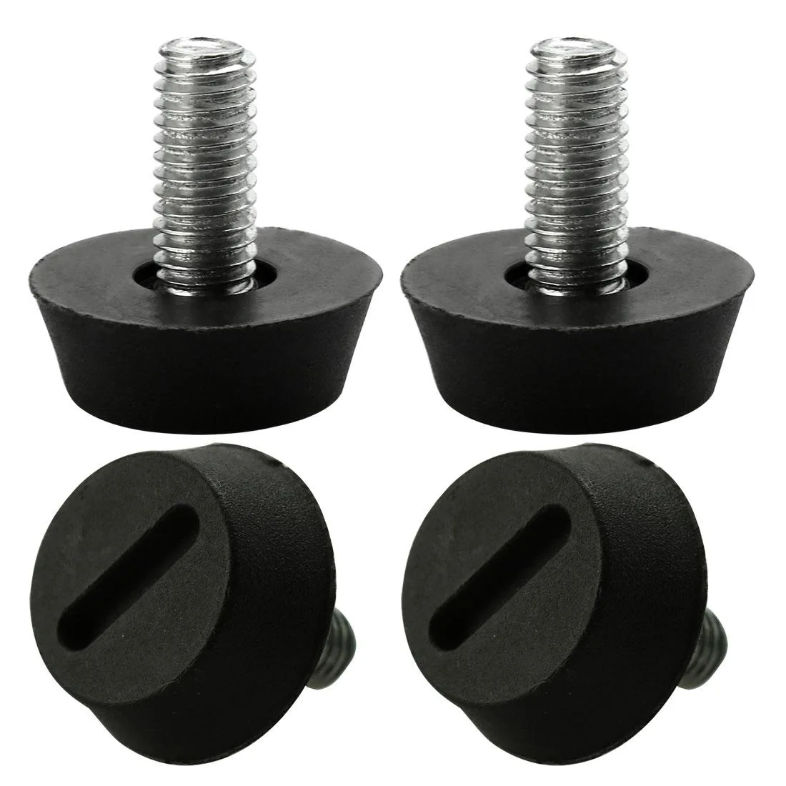 Four M6 adjustable leveling feet with 13mm thread and 20mm plastic base