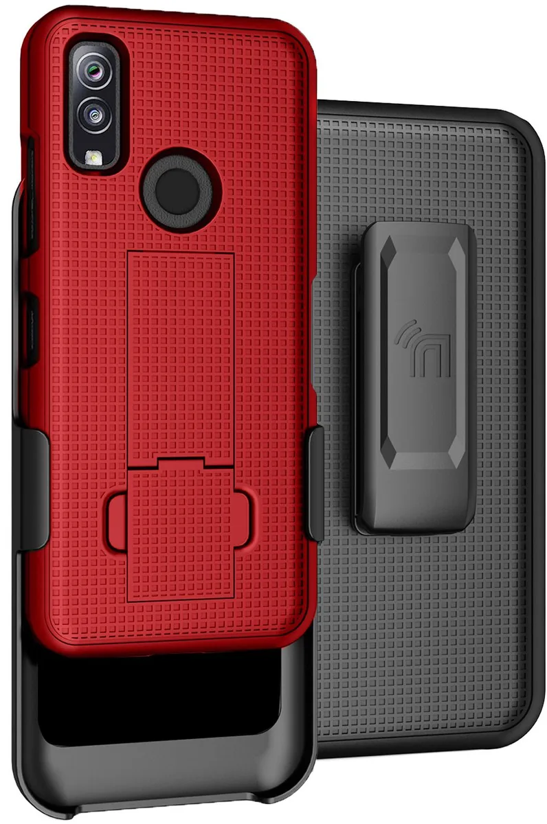 Nakedcellphone Nakedcellphone Red Kickstand Case + Belt Clip Holster for Kyocera DuraSport 5G UW (C6930) 13-position Clip — product photo
