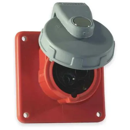 Hubbell Incorporated Hubbell Incorporated HBL320R7W IEC Pin and Sleeve Receptacle 20A 480V Red video accessory — product photo