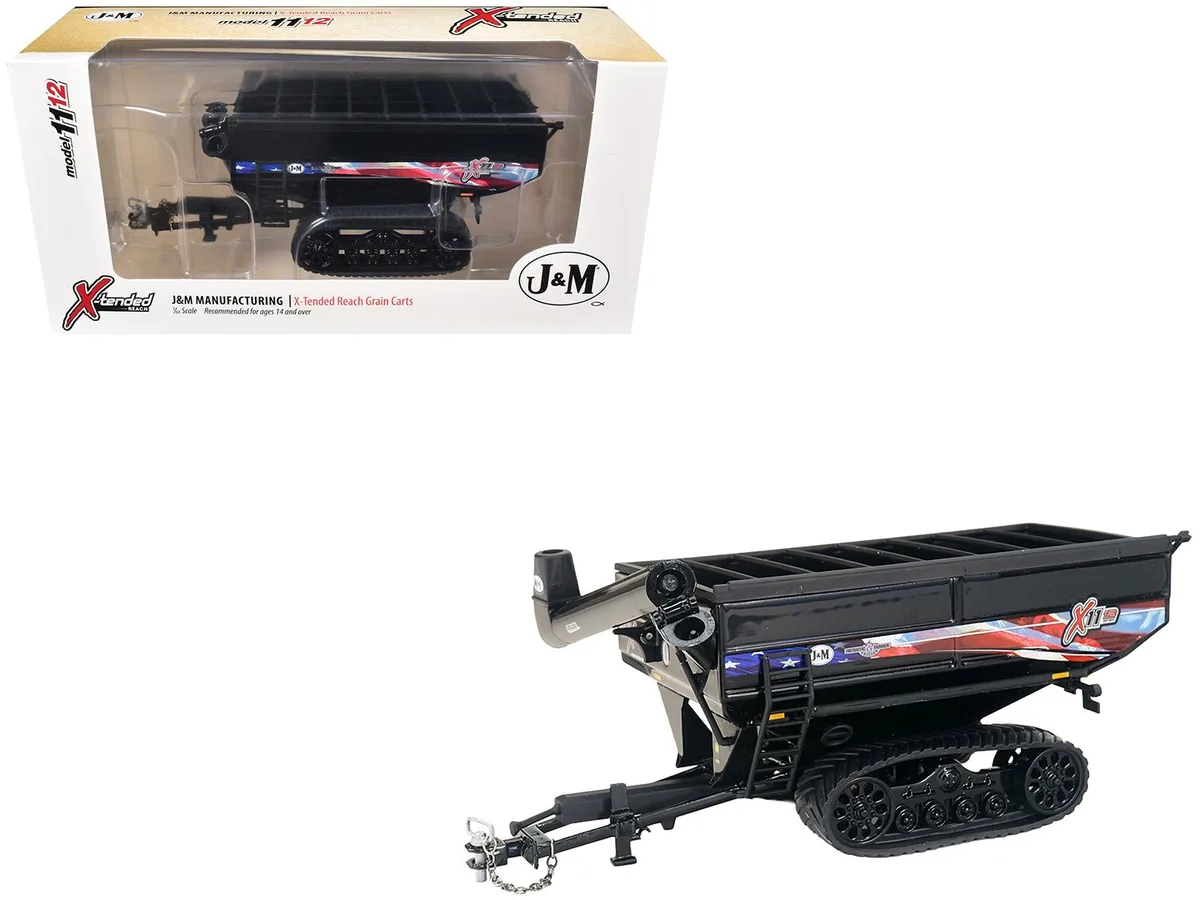 SpecCast Collectibles SpecCast Collectibles J&amp;M 1112 X-Tended Reach Patriotic Grain Cart Tracks Black 1/64 hobby collectible — product photo