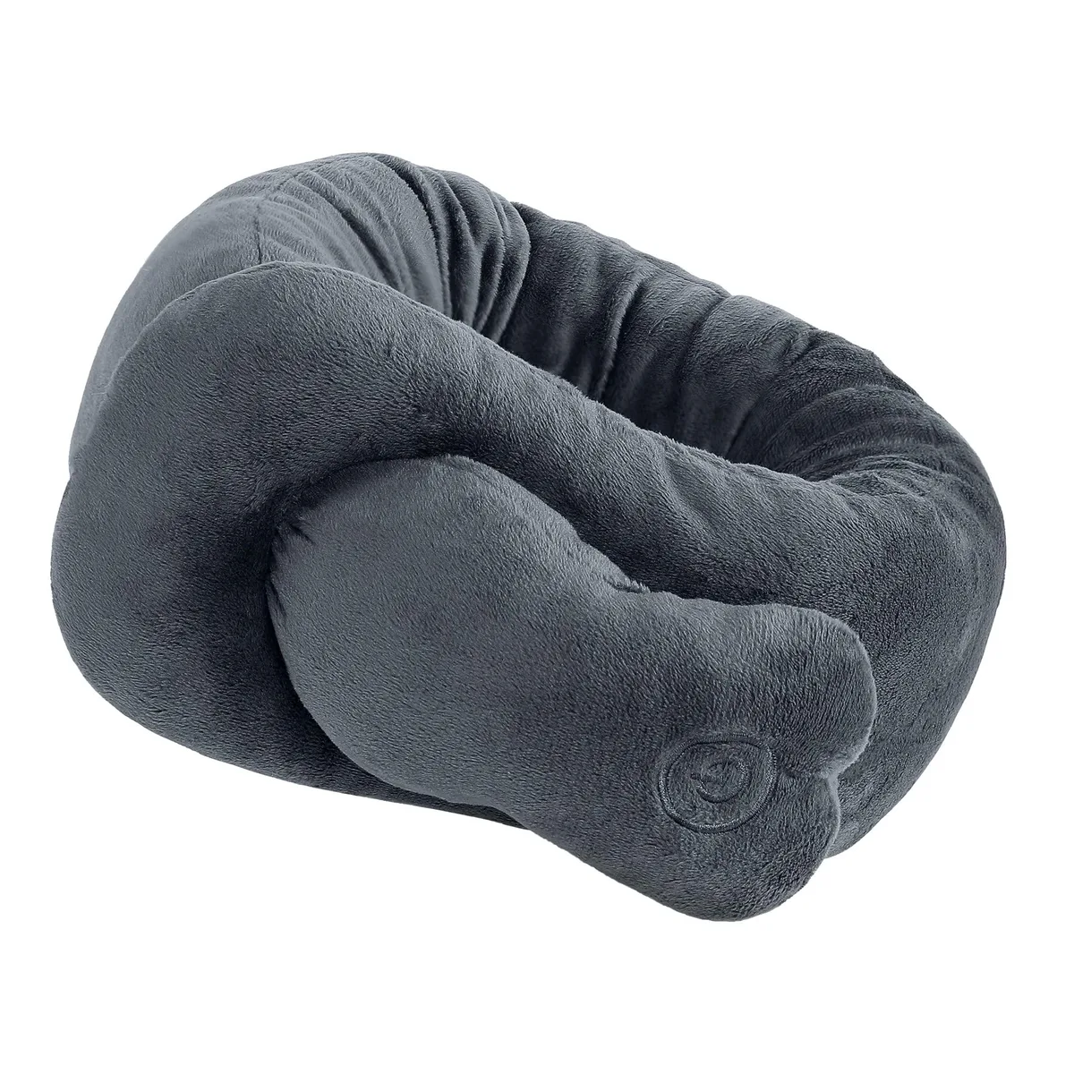 Charcoal grey fabric massaging wrap with adjustable straps and heat function, battery powered