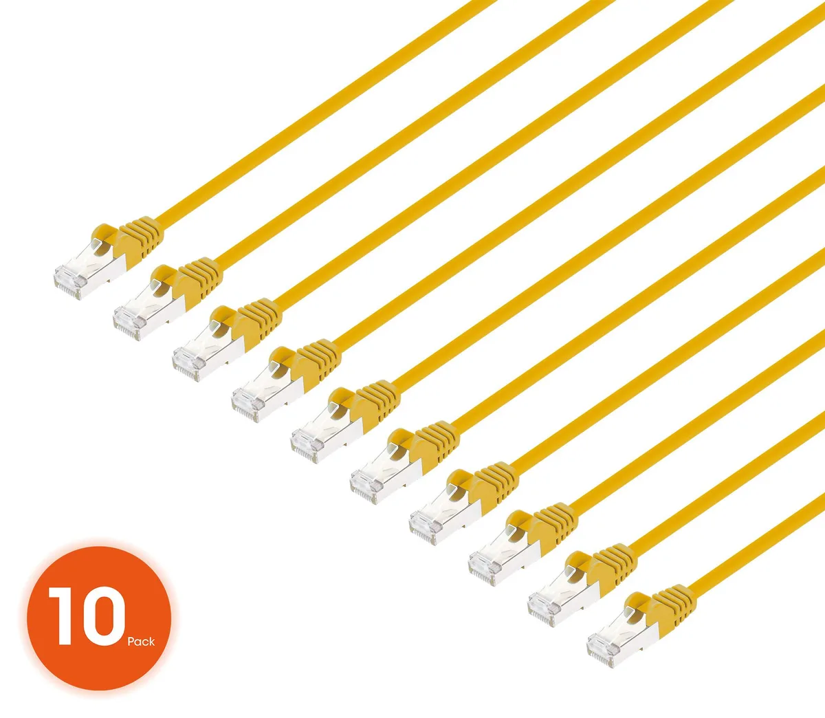 Intellinet Network Solutions Intellinet Cat8.1 U/FTP Slim Ethernet Cable 5 ft Yellow 10-Pack — product photo