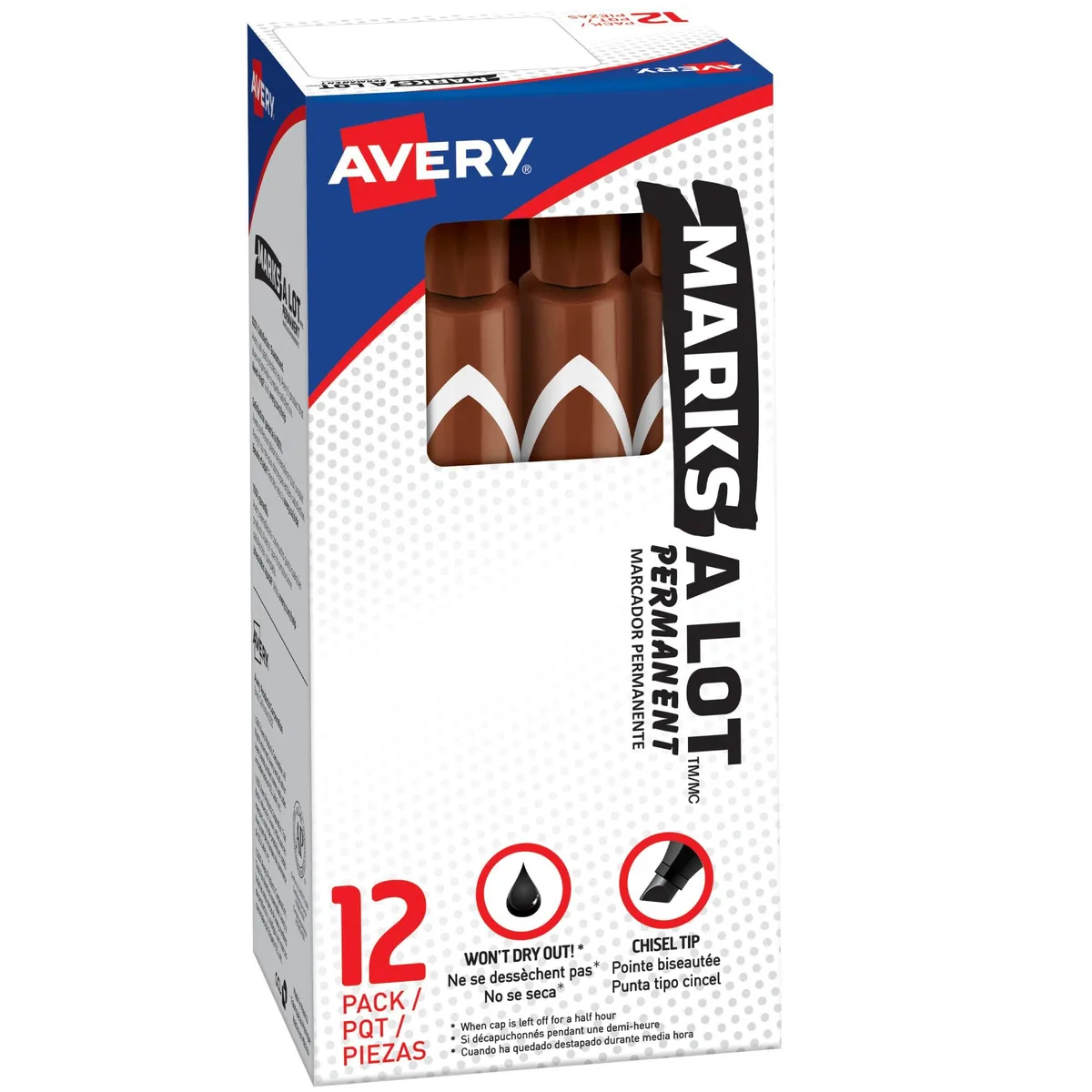  Marks-A-Lot Permanent Markers Large Desk-Style Chisel Tip 12 Brown 08881 — product photo
